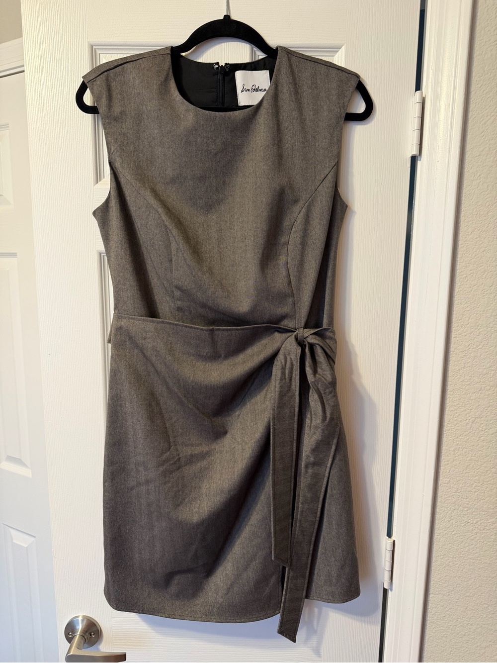 Sam Edelman Gray Sleeveless Tie-Waist Sheath Dress